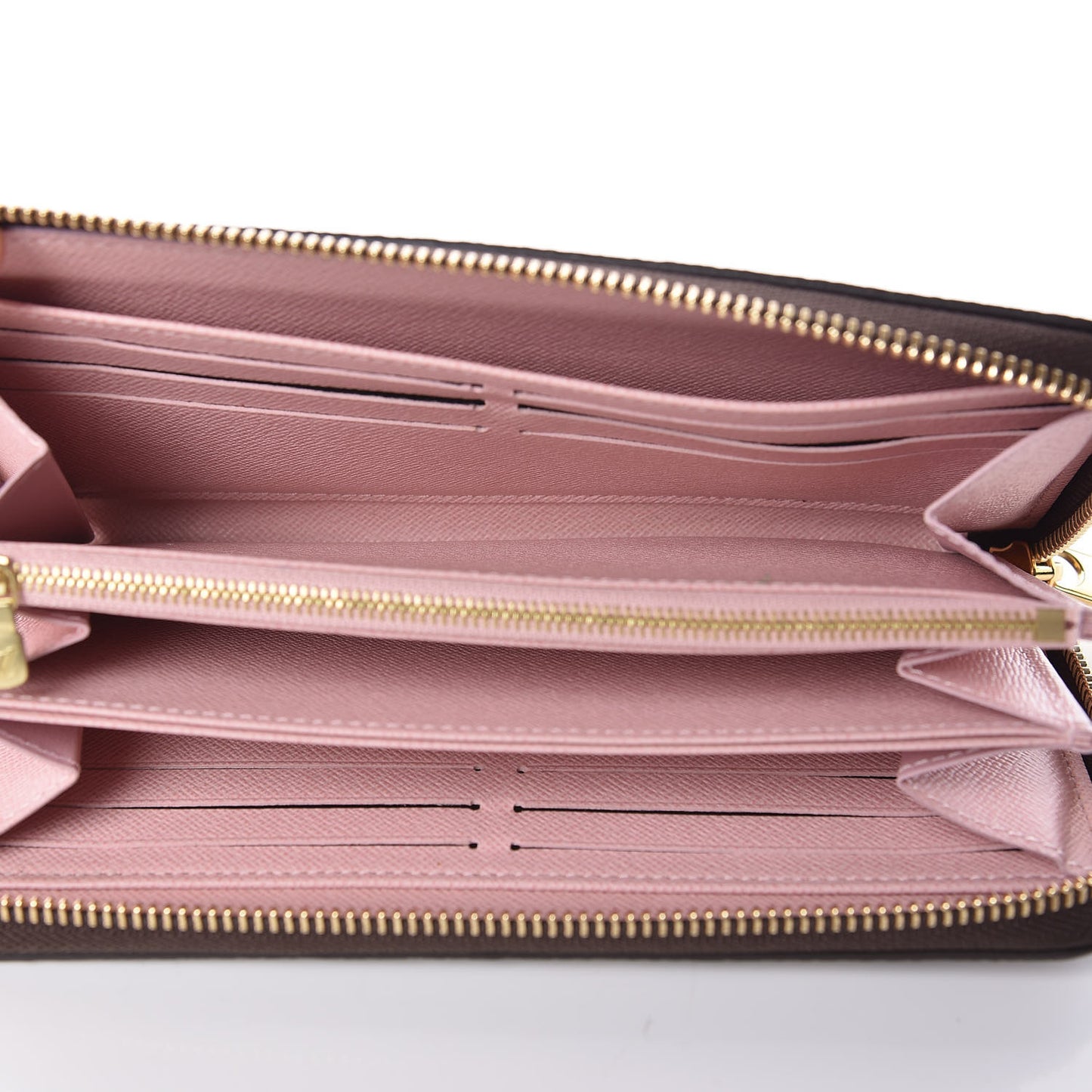 Damier Ebene Zippy Wallet Rose Ballerine