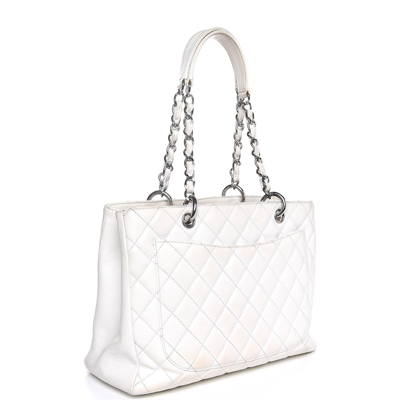 Caviar Quilted Grand Shopping Tote GST White
