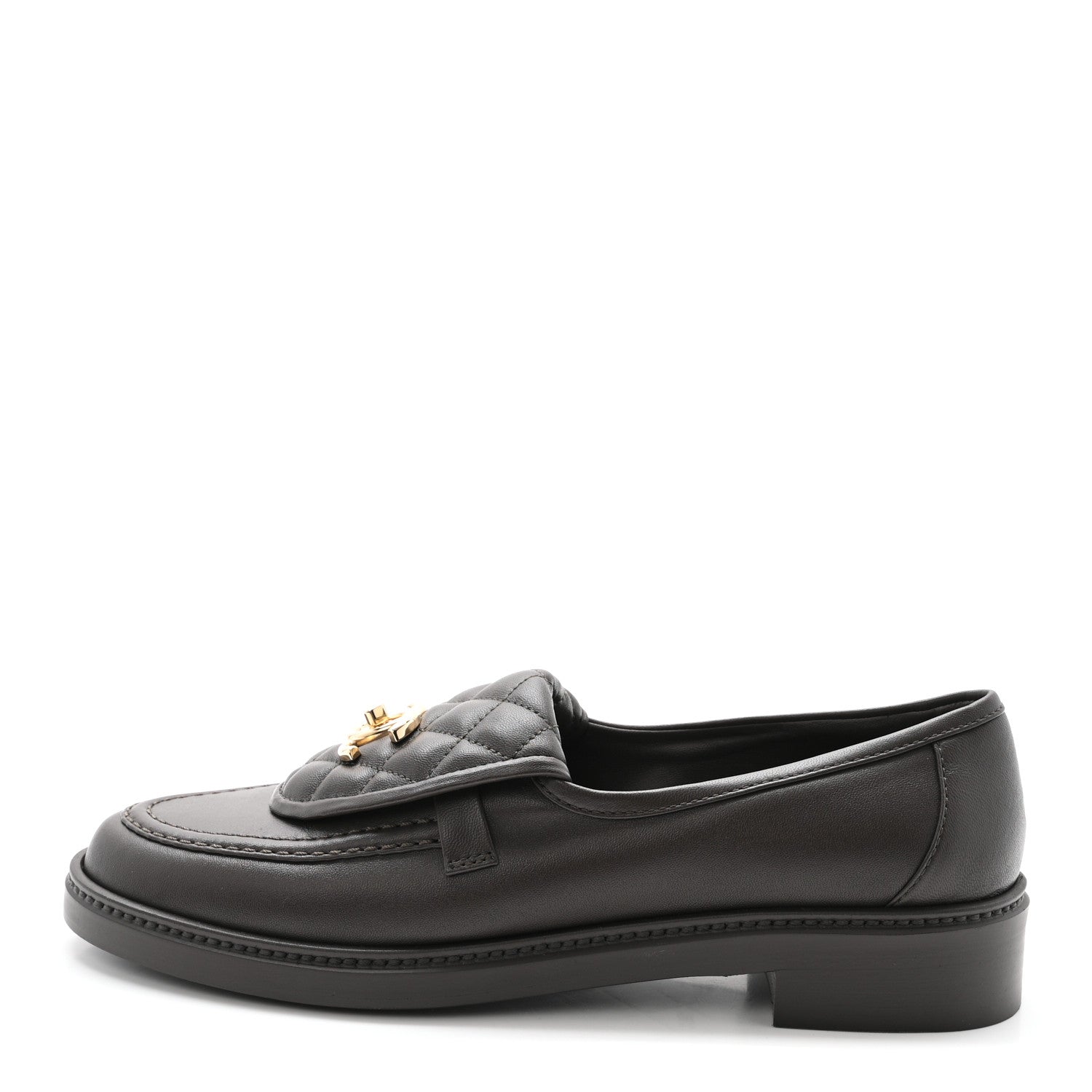 Chanel Lambskin Quilted CC Turnlock Loafers 39.5 Dark Brown 1 of 9