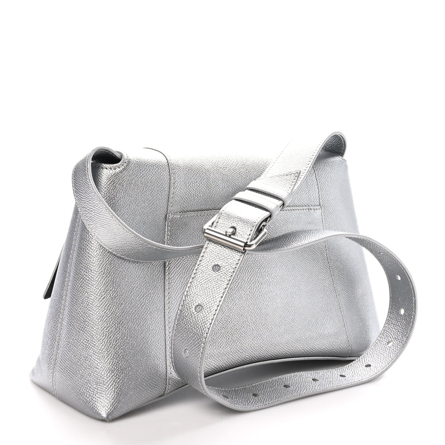 Balenciaga Metallic Soft Textured Calfskin Small Downtown Shoulder Bag Silver 3 of 10
