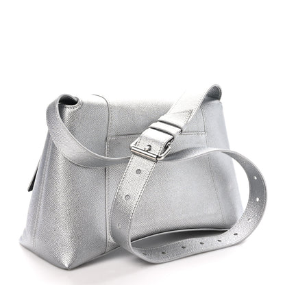 Balenciaga Metallic Soft Textured Calfskin Small Downtown Shoulder Bag Silver 3 of 10