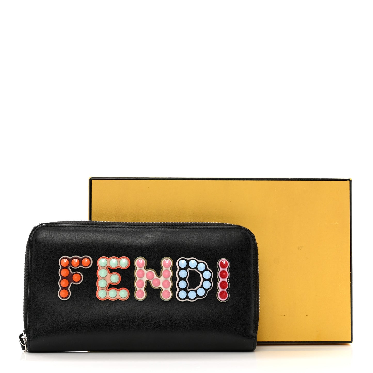 Vitello Liberty Fun Fair Studded Zip Around Wallet Black Multicolor
