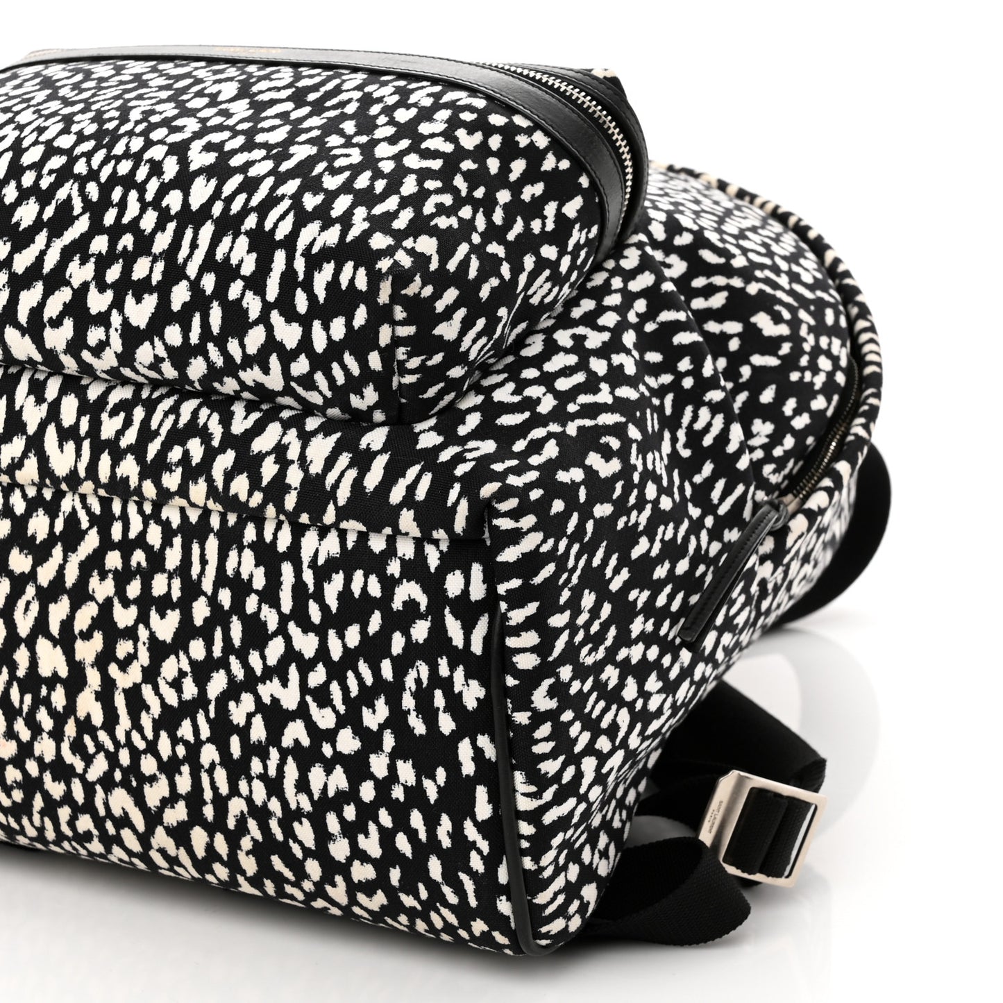 Canvas Leopard Print City Backpack Black White