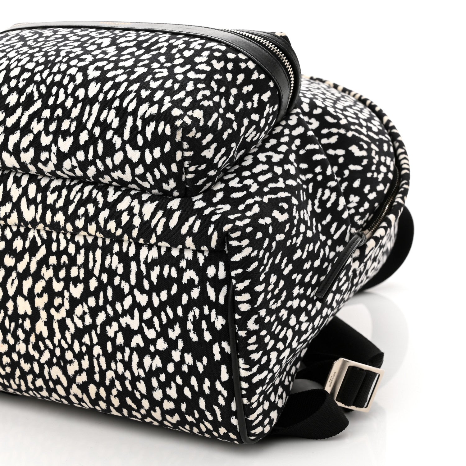 Saint Laurent Canvas Leopard Print City Backpack Black White 10 of 10