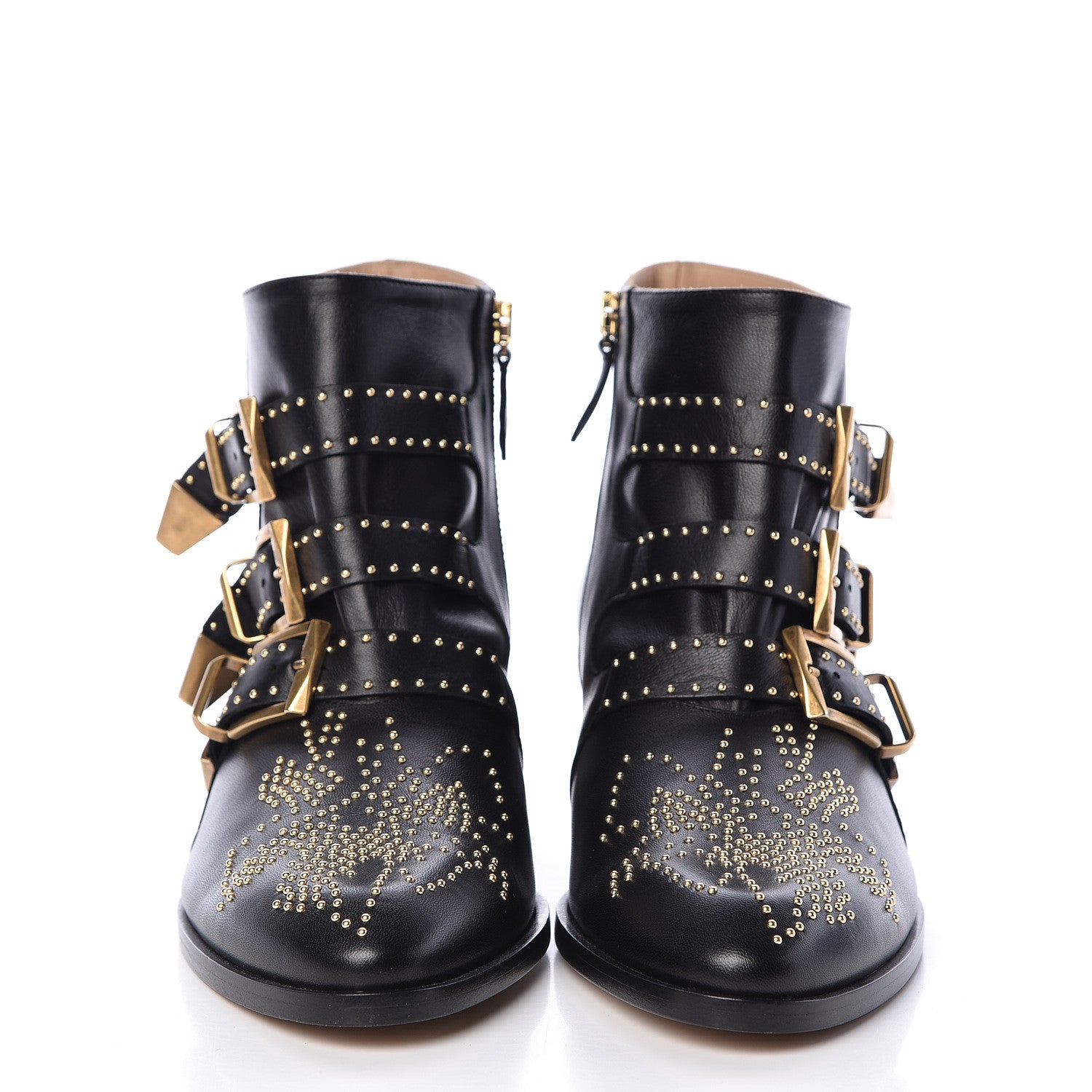Chloe Nappa Sheepskin Studded Susanna Ankle Boots 39 Black 2 of 8