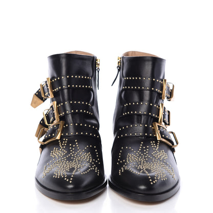 Chloe Nappa Sheepskin Studded Susanna Ankle Boots 39 Black 2 of 8