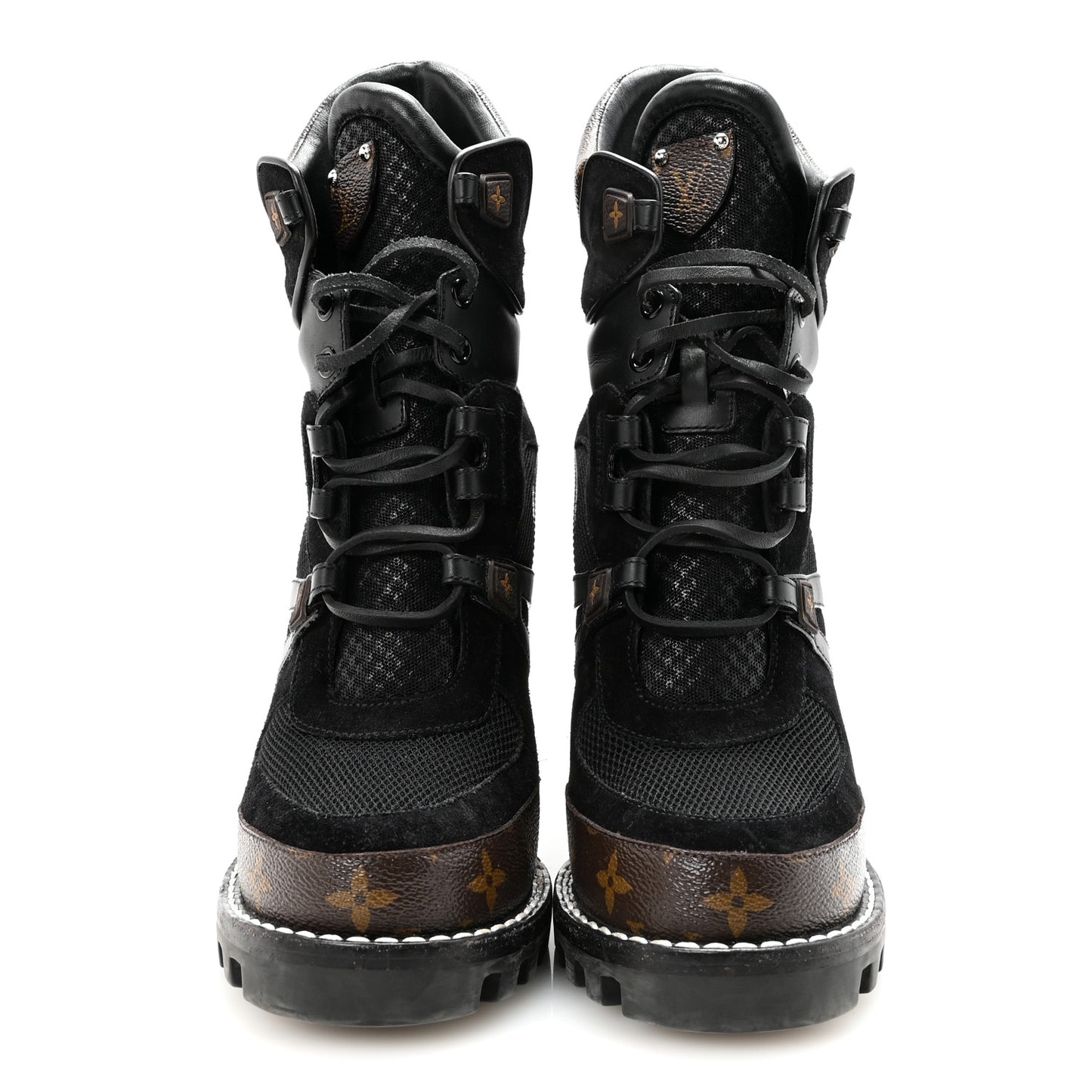Suede Calfskin Monogram Star Trail Ankle Boots 39.5 Black