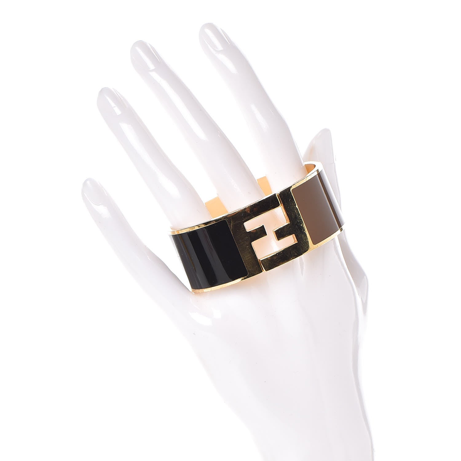 Fendi Enamel Fendista Bracelet S Gold Brown Black 2 of 7