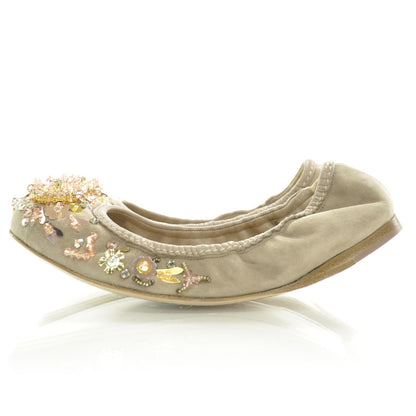 Miu Miu Suede Jeweled Ballet Flats 35 2 of 7