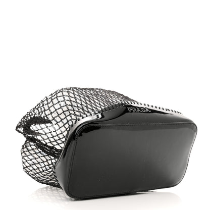 Prada Tessuto Mesh Patent Rete Bag Black 4 of 9