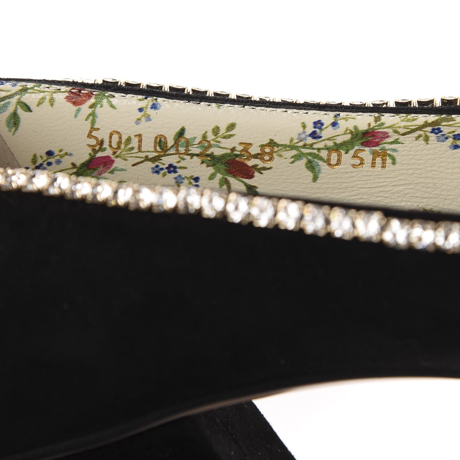 Gucci Kid Scamosciato Crystal GG Marmont Fringe 50mm Loafer Pumps 38 Black 9 of 9
