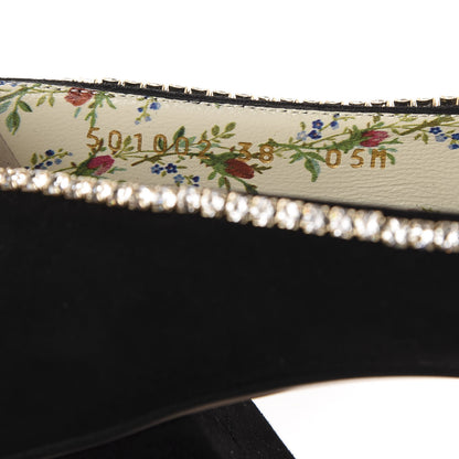 Gucci Kid Scamosciato Crystal GG Marmont Fringe 50mm Loafer Pumps 38 Black 9 of 9