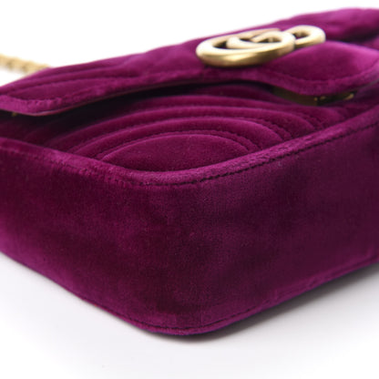 Gucci Velvet Matelasse Mini GG Marmont Shoulder Bag Fuchsia Violet Cyclamen 6 of 10