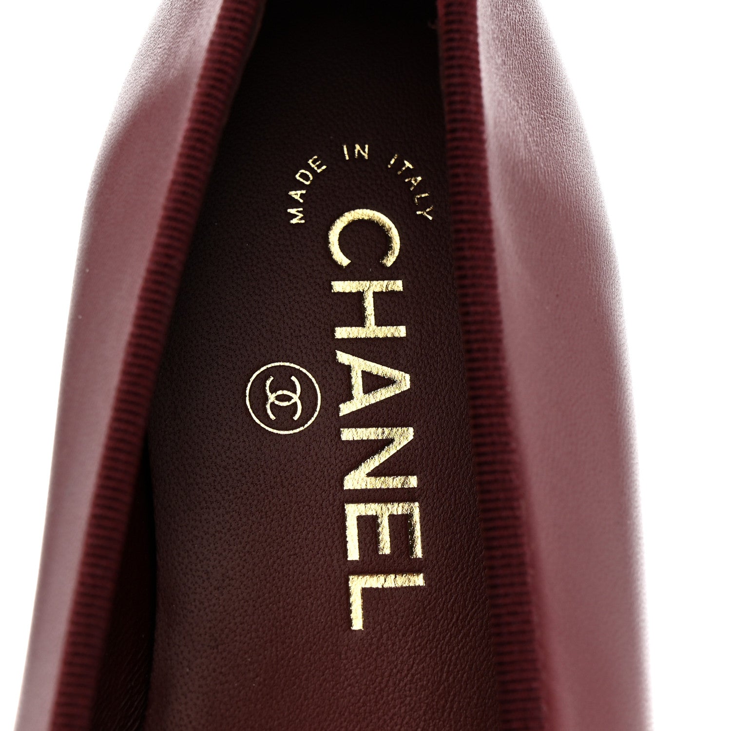 Chanel Lambskin Cap Toe CC Ballerina Flats 40 Burgundy Black 8 of 12