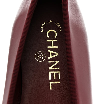 Chanel Lambskin Cap Toe CC Ballerina Flats 40 Burgundy Black 8 of 12