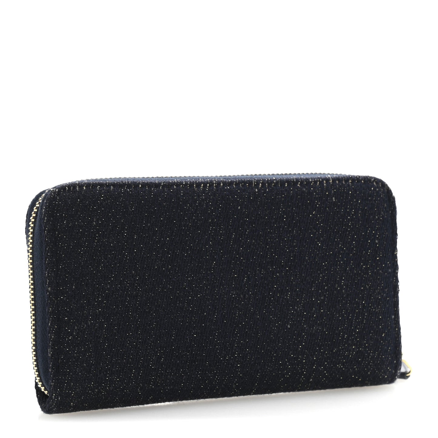 Lurex Canvas Medium Deauville Zip Around Wallet Navy Blue Gold