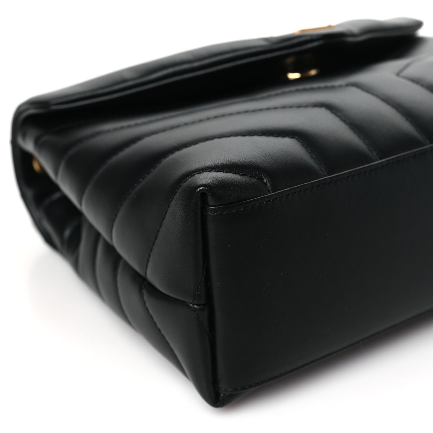 Calfskin Y Quilted Monogram Small Loulou Chain Satchel Black