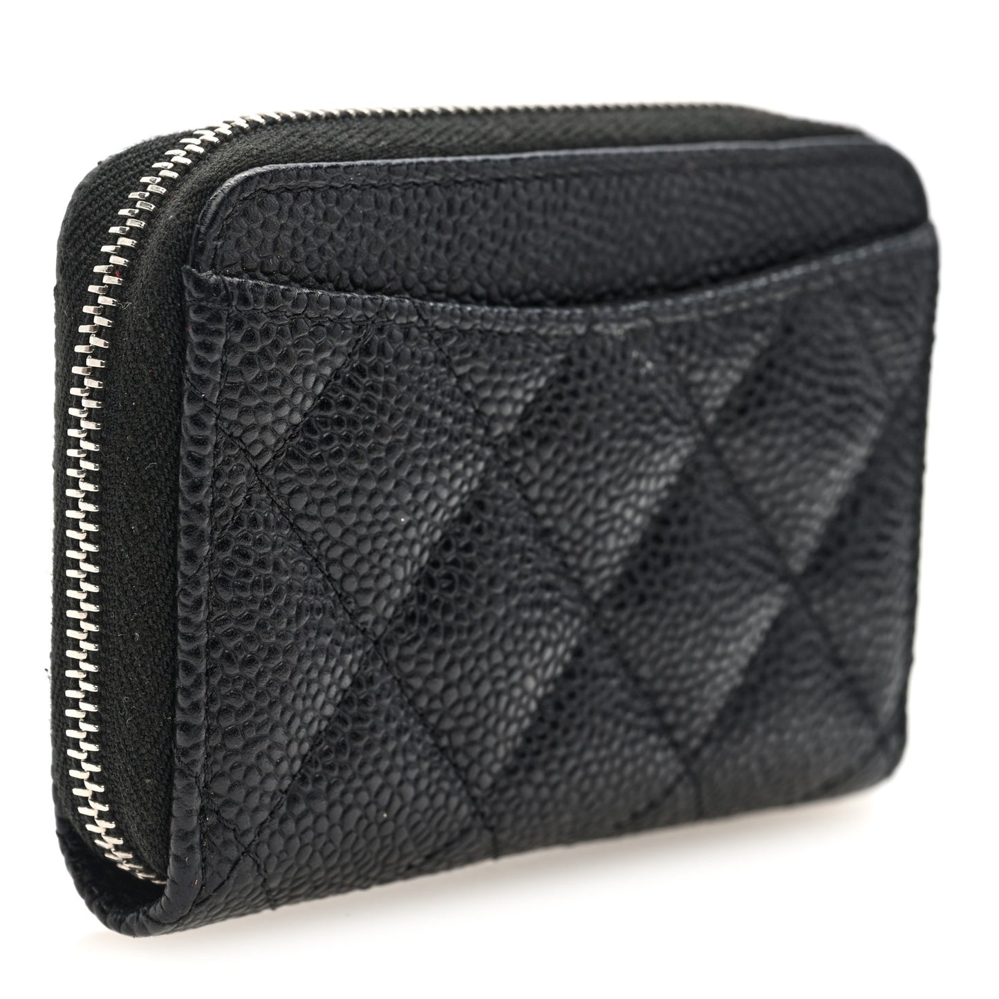 Caviar Quilted Zip Coin Purse Black