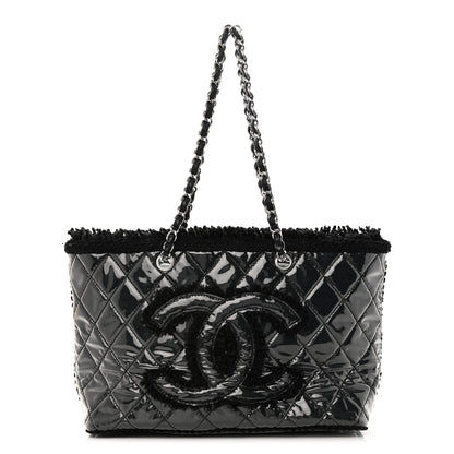 Chanel Vinyl Quilted Funny Tweed Tote Black 1 of 13