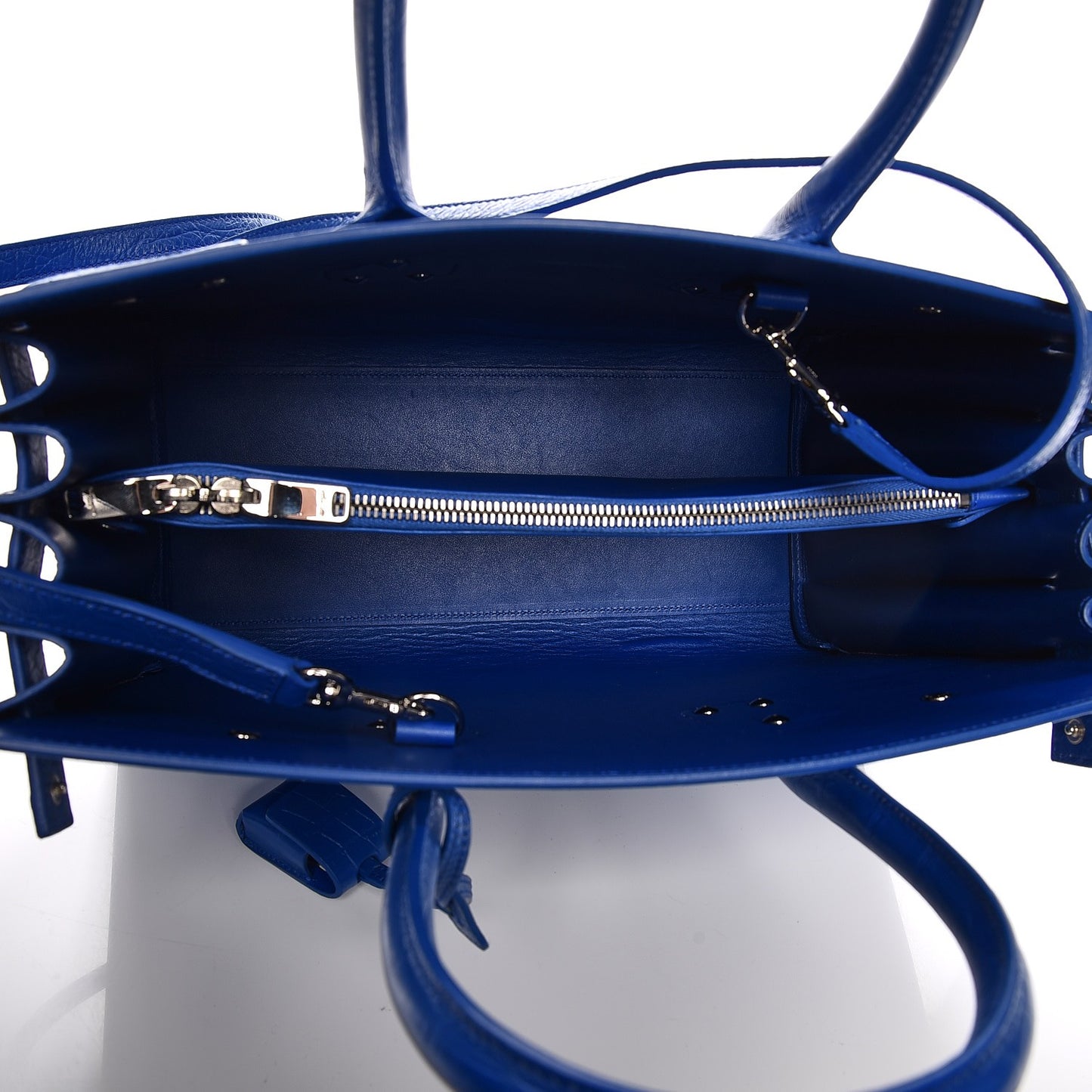 Calfskin Crocodile Embossed Small Sac De Jour Royal Blue
