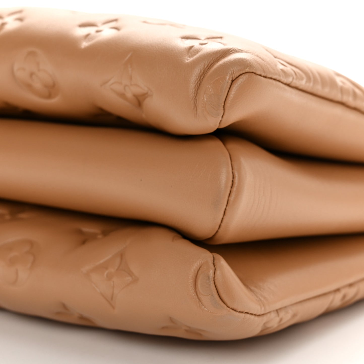 Lambskin Embossed Monogram Coussin PM Camel