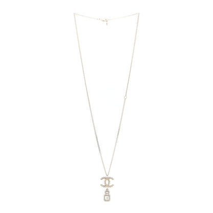 Chanel Crystal Pearl CC Necklace Pearly White Gold 3 of 6