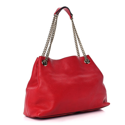 Gucci Pebbled Calfskin Medium Soho Chain Shoulder Bag Tabasco Red 3 of 14