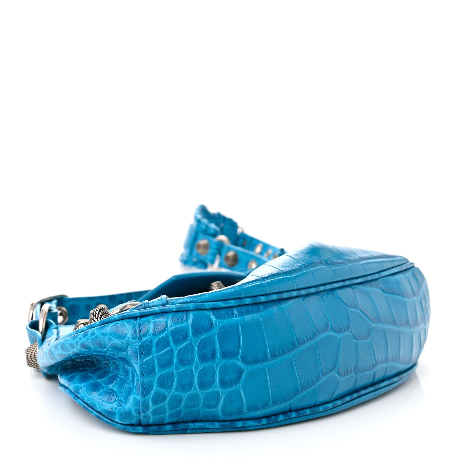Balenciaga Extra Supple Calfskin Crocodile Embossed Le Cagole Shoulder Bag XS Turquoise 4 of 10