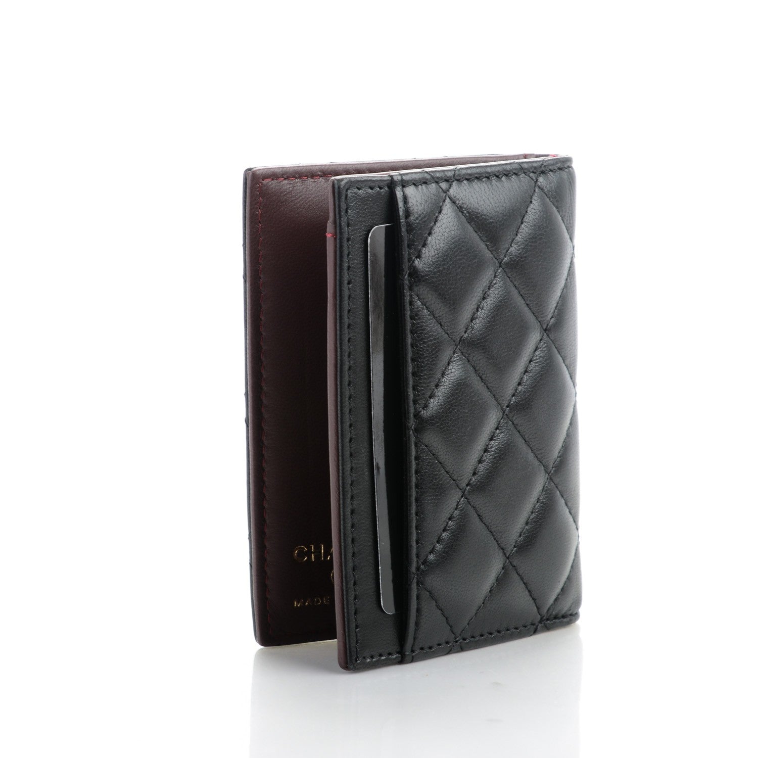 Chanel Lambskin Quilted CC Card Holder Wallet Black 3 of 7