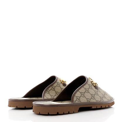 Gucci GG Supreme Monogram Granada Kid Mens Horsebit Lug Sole Mules 8 Beige Ebony New Acero 4 of 9