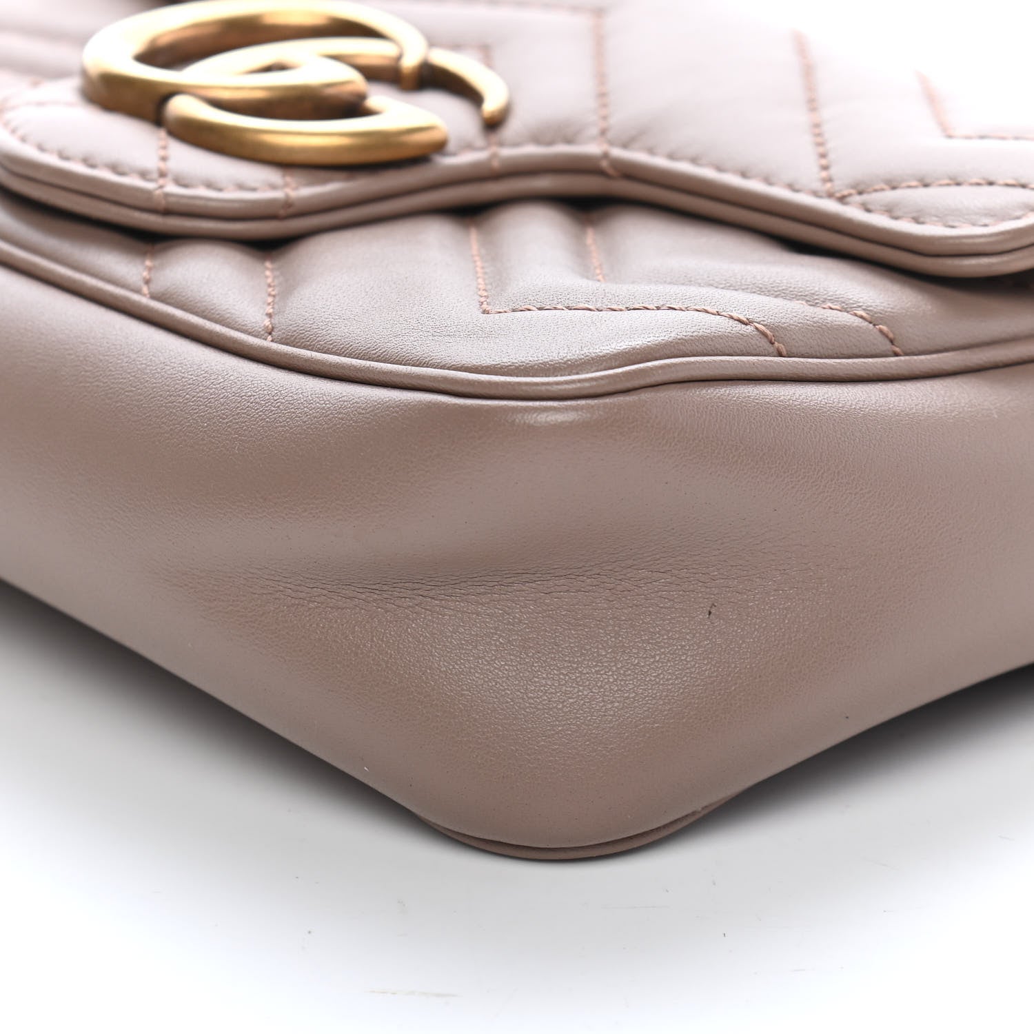 Gucci Calfskin Matelasse Super Mini GG Marmont Shoulder Bag Porcelain Rose 16 of 20