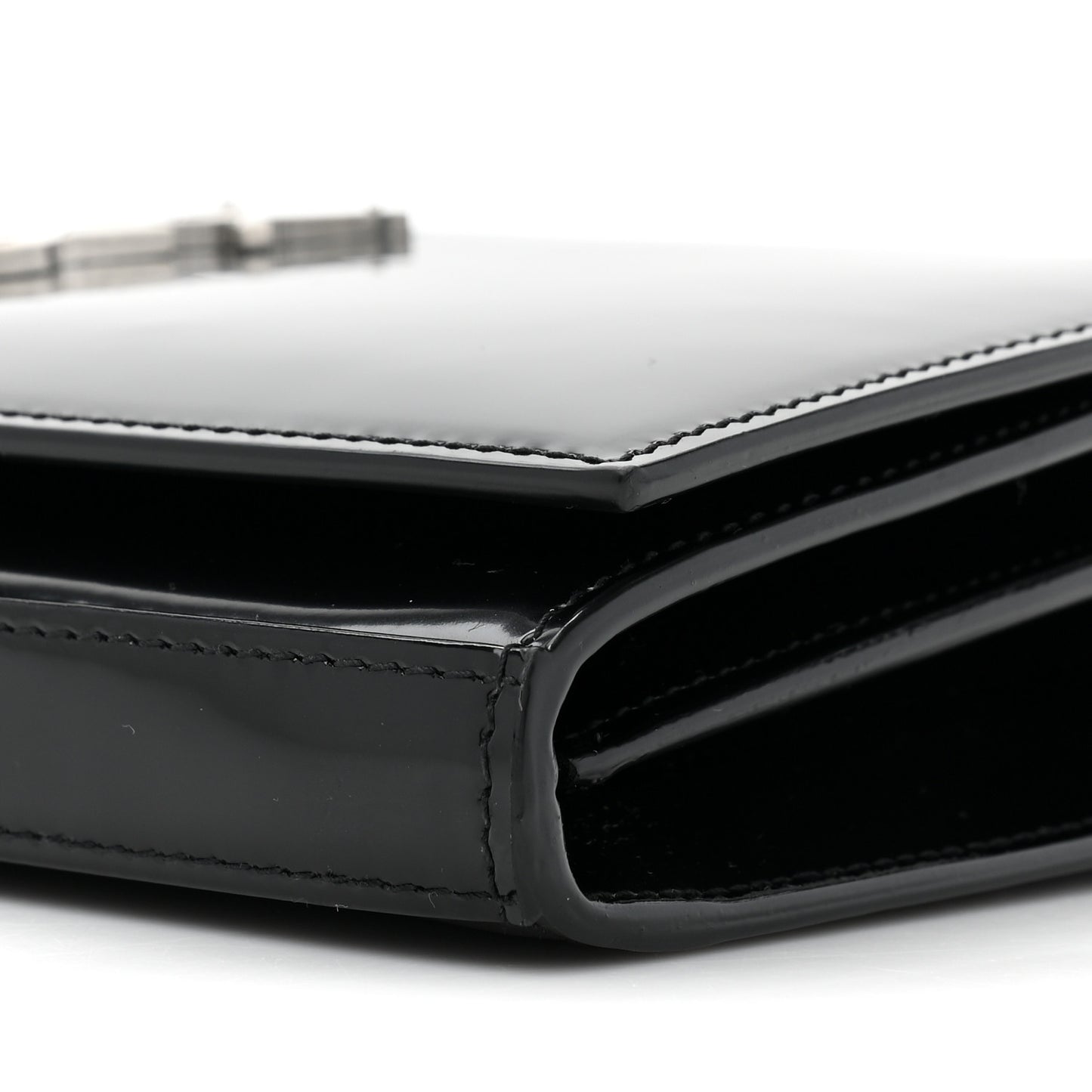 Glazed Calfskin Cassandre Wallet On Chain WOC Black