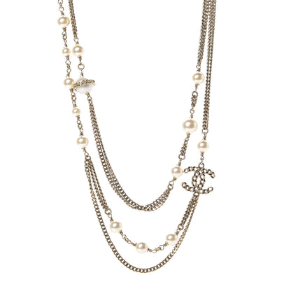 Chanel Pearl Chain CC Multi Strand Necklace Gold 1 of 5