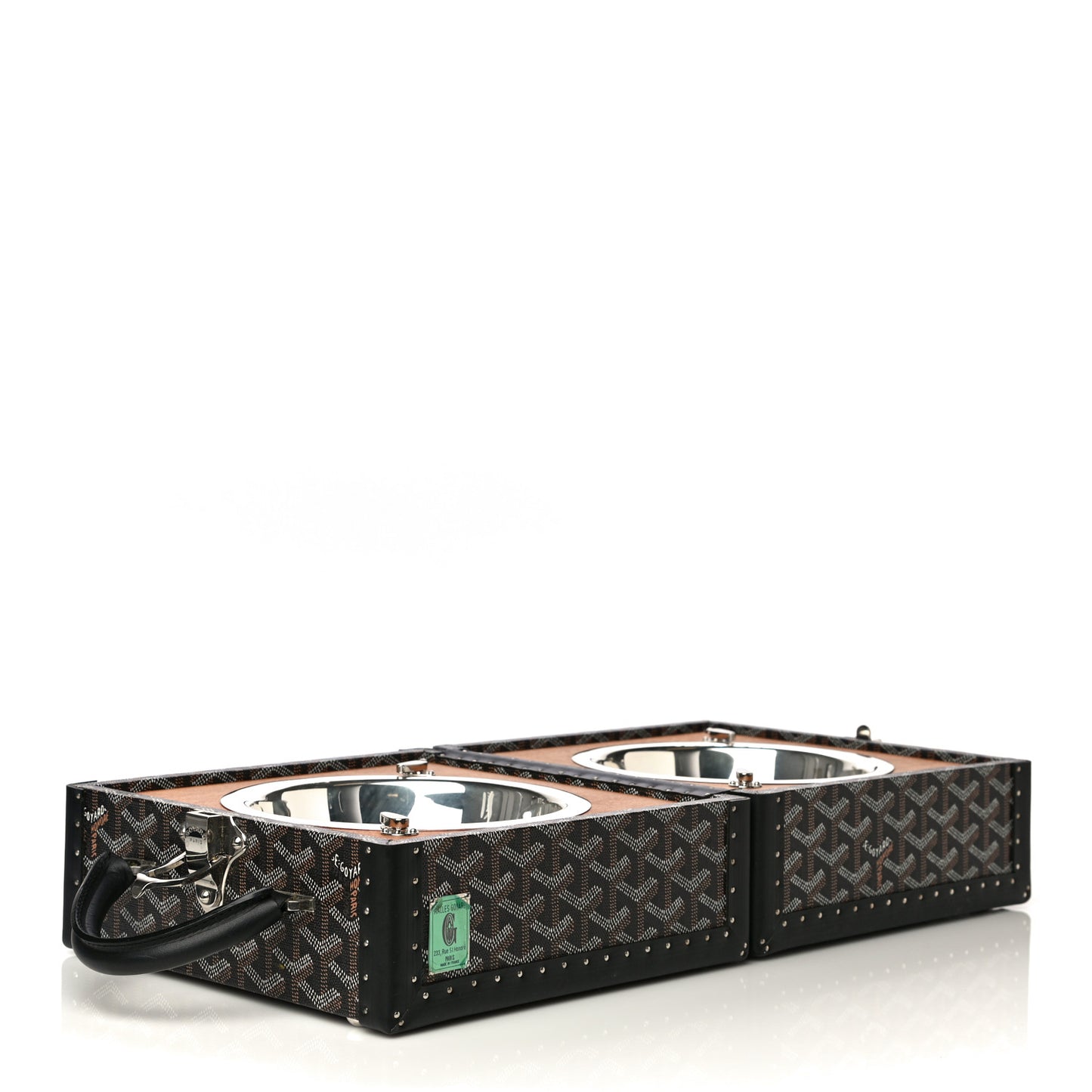 Goyardine Travelling Pet Bowl Carrier Black