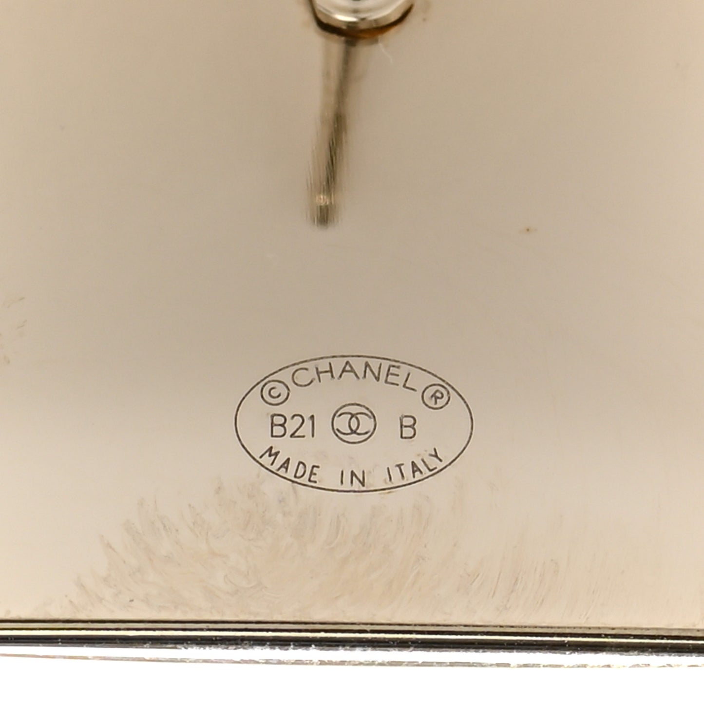 Metal Enamel CC Square Earrings Gold Black White