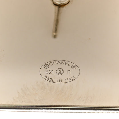 Chanel Metal Enamel CC Square Earrings Gold Black White 4 of 5