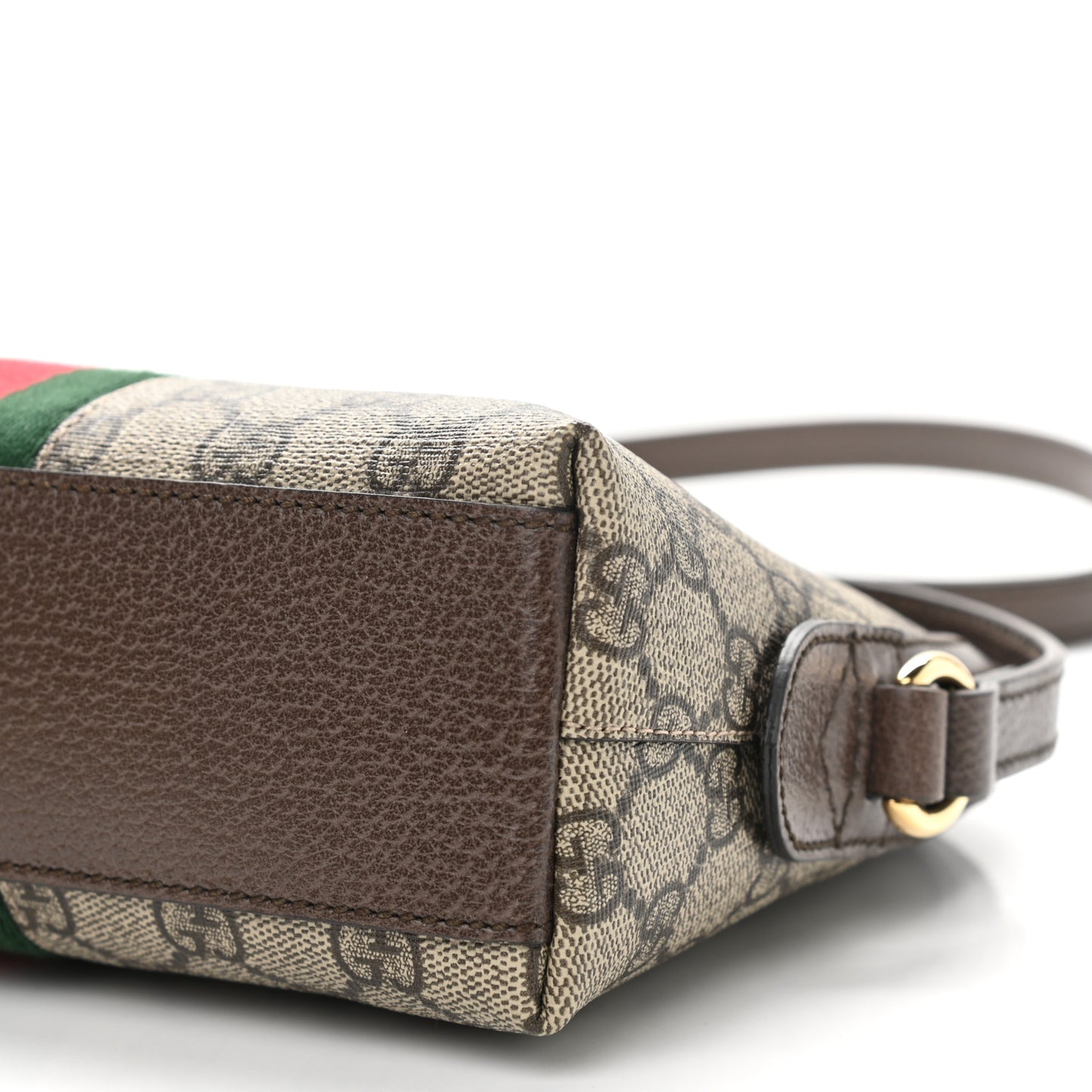 GG Supreme Monogram Textured Dollar Calfskin Web Small Ophidia Dome Shoulder Bag Beige Ebony New Acero