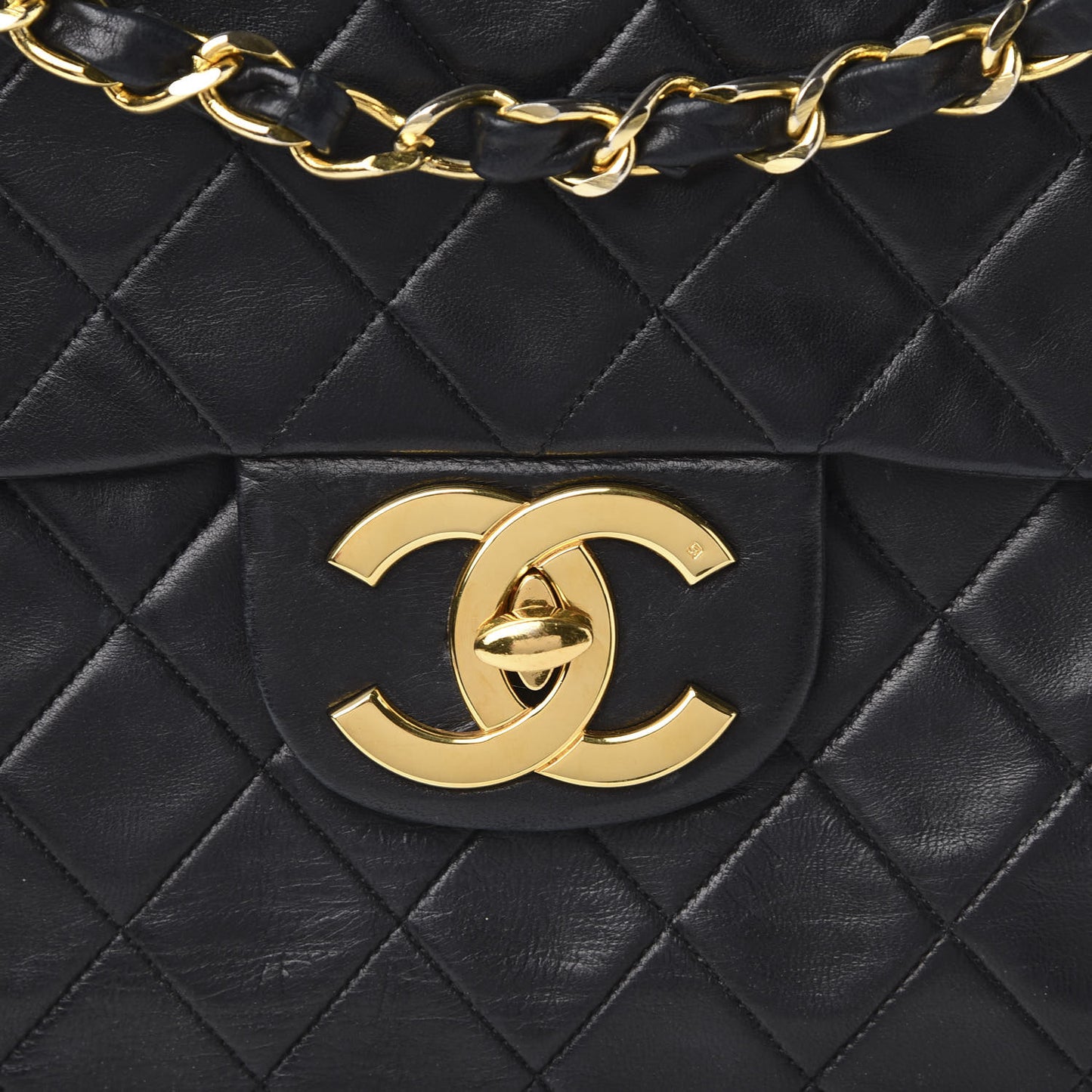 Lambskin Quilted XL Jumbo Single Flap Black