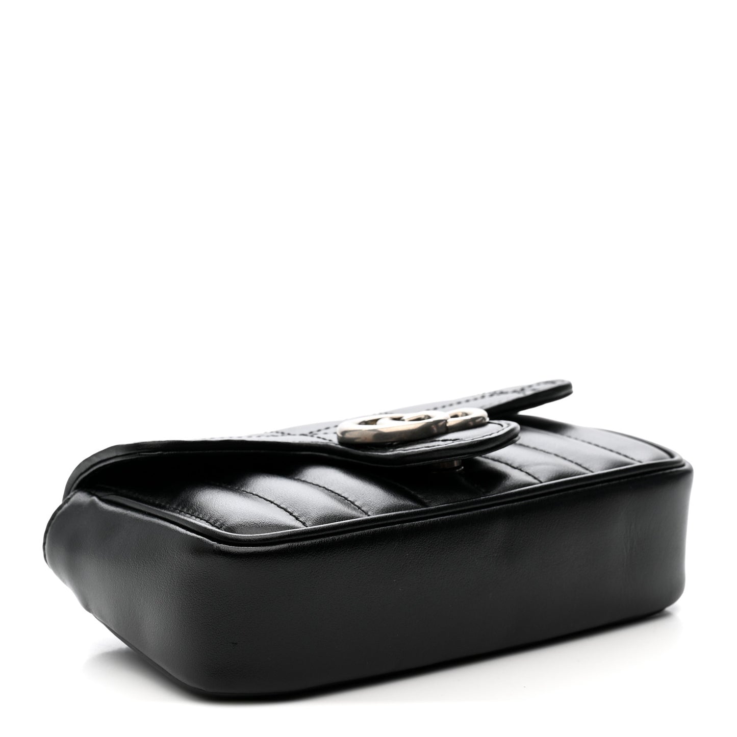 Calfskin Matelasse Aria Super Mini GG Marmont Shoulder Bag Black