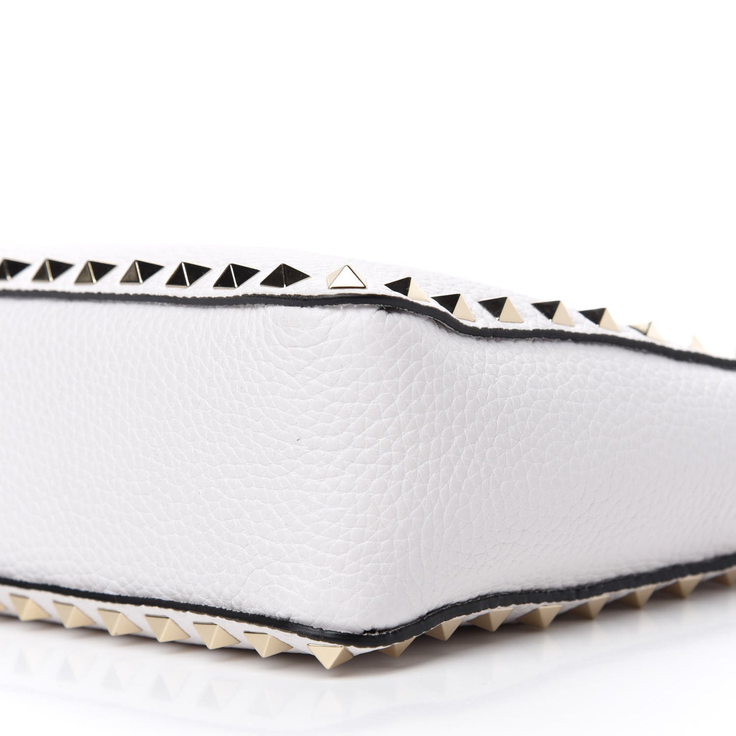 Pebbled Calfskin Mini Rockstud Flip-Lock Messenger Bag Optic White