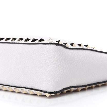 Valentino Garavani Pebbled Calfskin Mini Rockstud Flip-Lock Messenger Bag Optic White 7 of 9