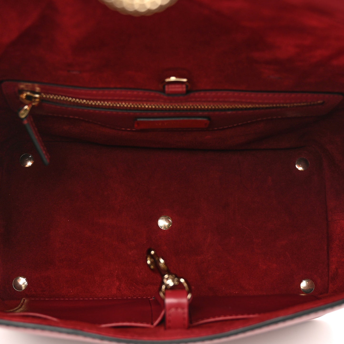 Calfskin Small Rockstud Demilune Double Handle Satchel Rubino