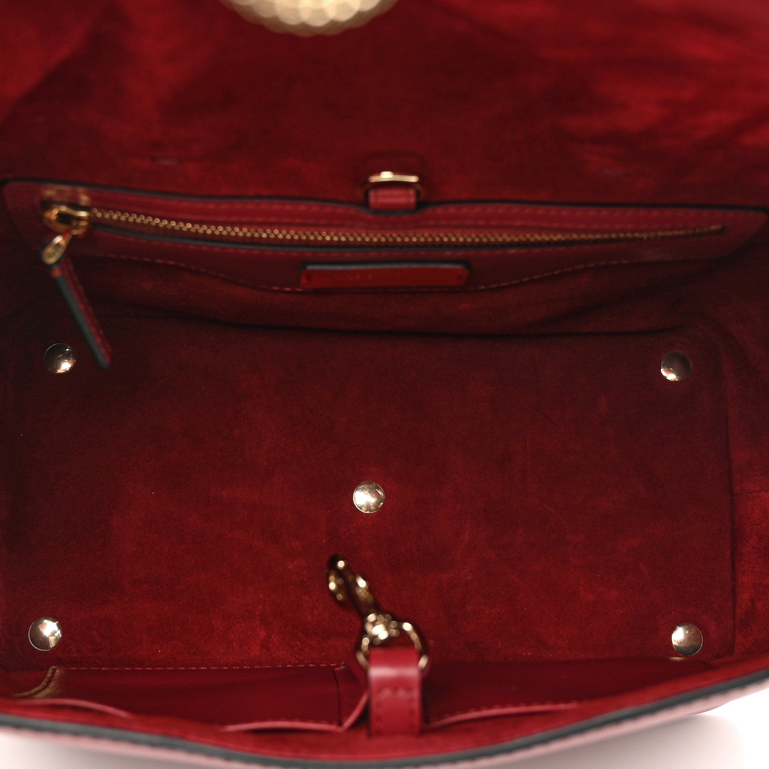 Valentino Garavani Calfskin Small Rockstud Demilune Double Handle Satchel Rubino 5 of 9