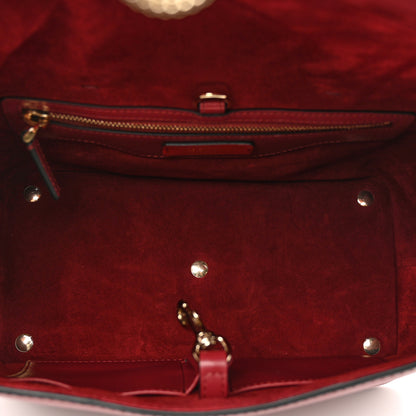 Valentino Garavani Calfskin Small Rockstud Demilune Double Handle Satchel Rubino 5 of 9