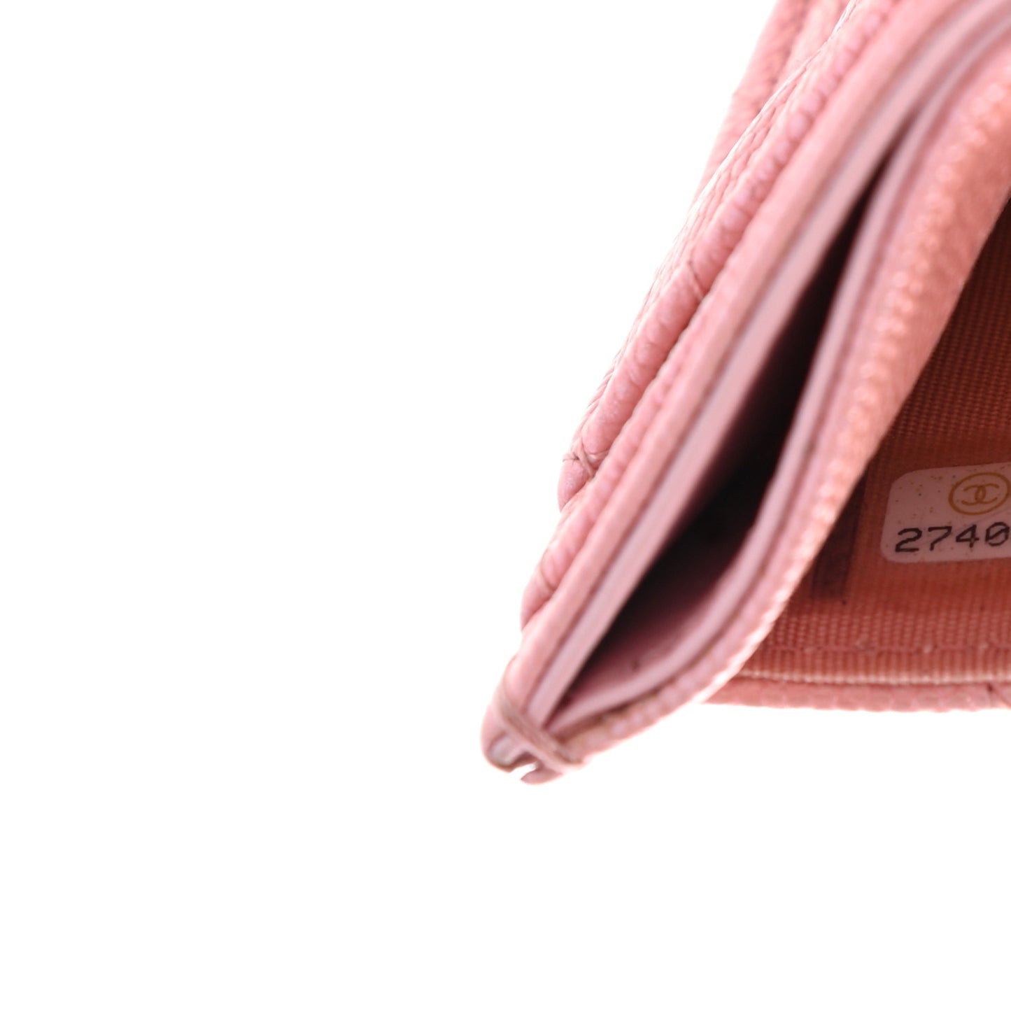 Iridescent Caviar Quilted Card Holder Rose Pink