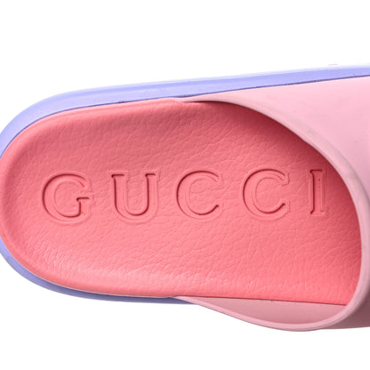 Gucci Soft Rubber Womens Interlocking G Platform 42mm Slide Sandals 35 Sugar Pink 7 of 8