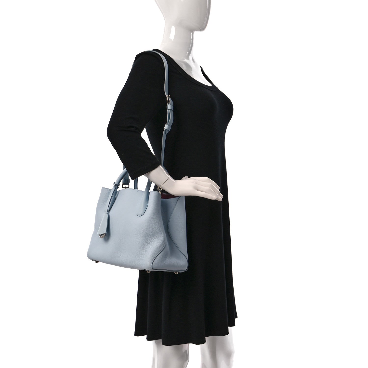 Christian Dior Supple Grained Calfskin Medium Open Bar Tote Light Blue 2 of 14