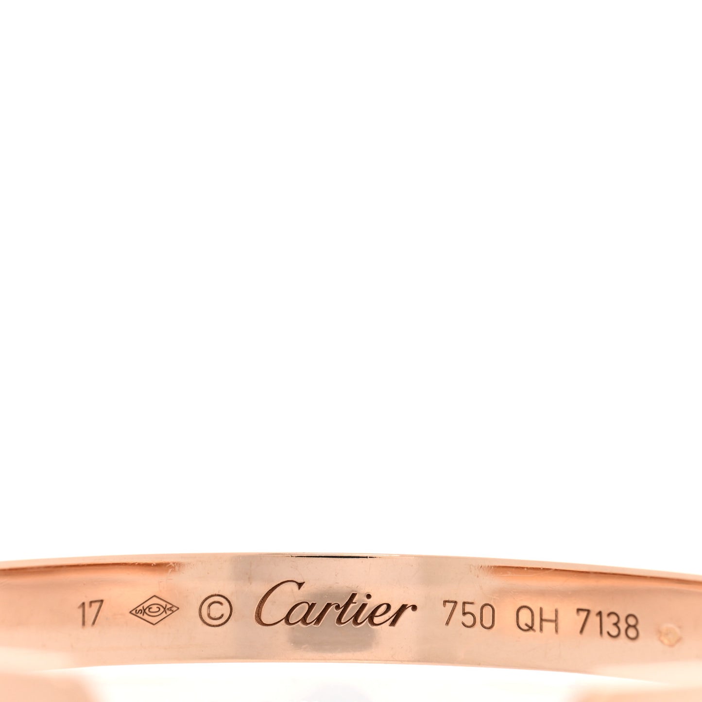 18K Pink Gold LOVE Cuff Bracelet 17