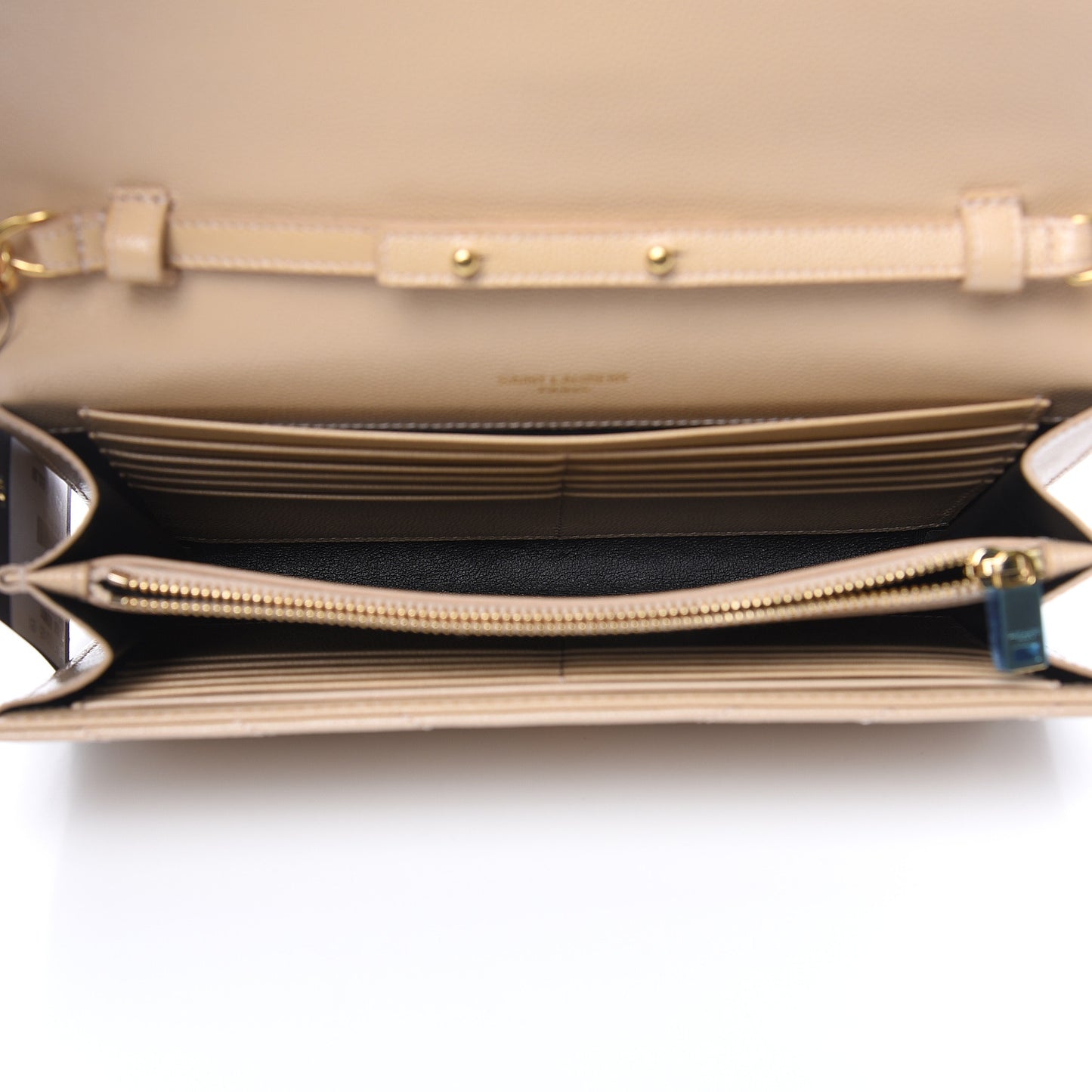 Grain De Poudre Matelasse Chevron Monogram Chain Wallet Nude Powder