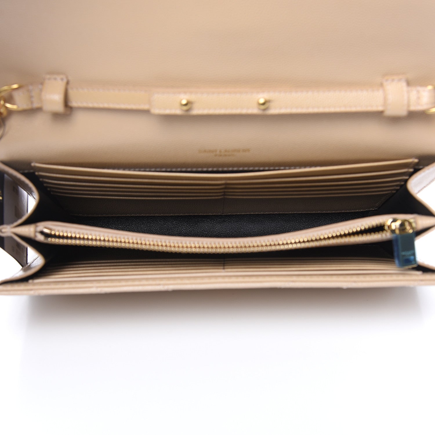Saint Laurent Grain De Poudre Matelasse Chevron Monogram Chain Wallet Nude Powder 5 of 6